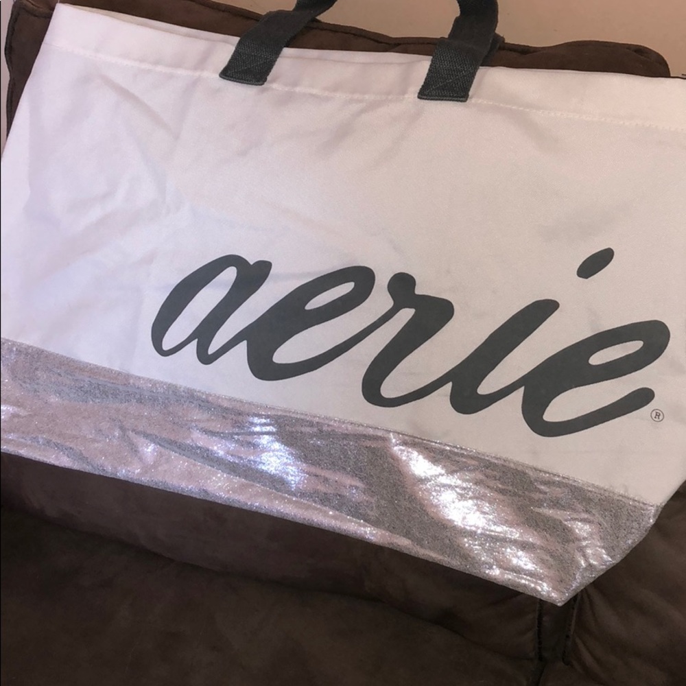 Xlarge Aerie open tote with silver bottom